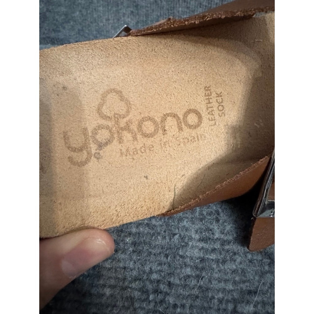 Yokono Ibiza 013 Brown Leather Thong Sandals Made in Spain Toe Loop Buckle 8 - Picture 8 of 9